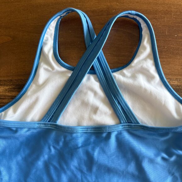 Hanna Andersson Blue Smiley Face Swim Tankini Top Girls' 8 - Picture 4 of 9